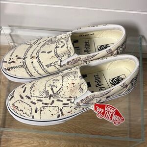 Vans Cream and Black Harry Potter Slip-On Sneakers